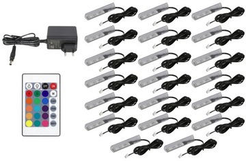 20x klipsy LED RGB do półek szyb klips KOMPLET