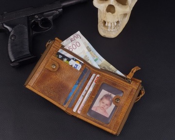 KOCHMANSKI skórzany portfel męski młodzieżowy RFID poręczny