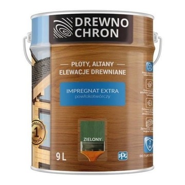 Drewnochron ZIELONY 9L Impregnat Extra drewna do