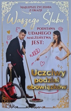 Kartka na ślub zabawna, z humorem Prezent na wesele Kartka z żartem JCX156