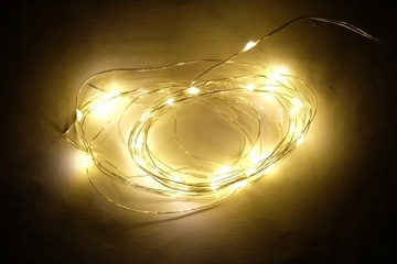 LAMPKI DRUCIK ŻYŁKA LED 30 NA BATERIE BIAŁE CIEPŁE