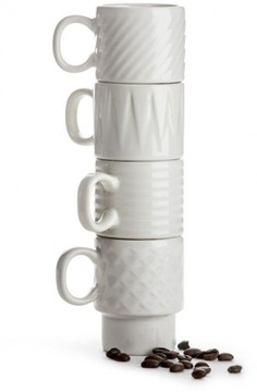 SAGAFORM FILIŻANKI RETRO DO ESPRESSO 4 szt. - białe