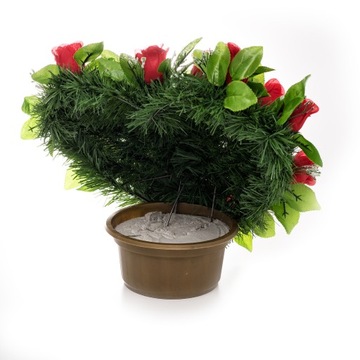 УКРАШЕНИЕ САМОГО МОГИЛА ЦВЕТЫ РОЗЫ КУЧКА БОЛЬШОЕ СЕРДЦЕ В ГОРШКЕ