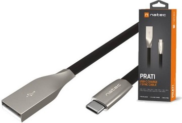 KABEL Natec USB-C 1M OPLOT SREBRNY Metal QC3.0