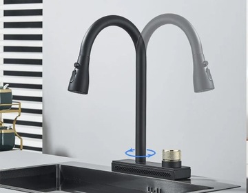 Смеситель для кухни Caterina с водопадом и гибким изливом Черный