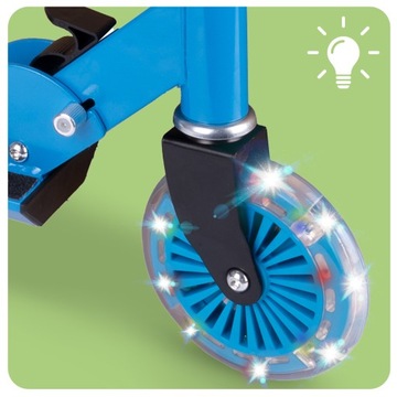 СКУТЕР 2 КОЛЕСА СВЕТОДИОДНОЕ ОСВЕЩЕНИЕ СИНИЙ РЕГУЛИРОВКА ВЫСОТЫ ТОРМОЗ СКЛАДНОЙ