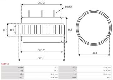 UZWOJENIE ALTERNATORA AS6010/AST