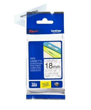 Taśma Brother 18mm czarny na przeźroczystym TZe141