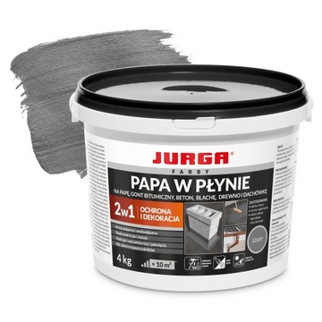 Papa w płynie uniwersalna SZARA Farba na DACH płot WODOODPORNA 4kg
