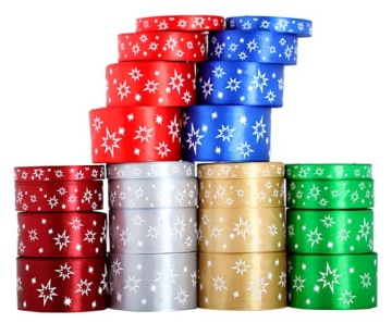 Лента атласная со ЗВЕЗДАМИ 12мм/22мм, 6цвет.