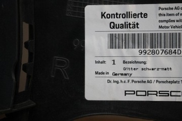 MŘÍŽKA NÁRAZNÍKU PŘEDNÍ PRAVÁ PORSCHE 911 992 992807684D