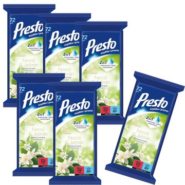 6x Presto Clean Ściereczki czyszczące + płyn 2w1 uniwersalne Neroli&Jaśmin