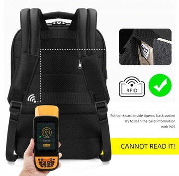 Plecak Tigernu na laptopa 15,6 T-B3966 RFID USB