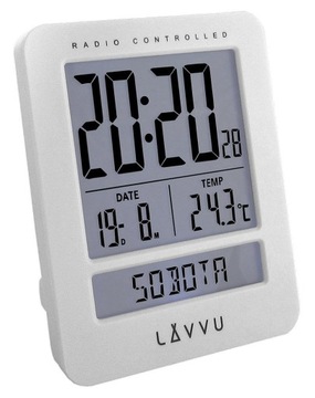 Budzik LAVVU LAR0020 Termp DCF77 Dni Tygodnia PL
