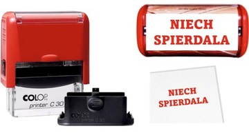PIECZĄTKA czerwona 47x18 COLOP C30 automatyczna TWÓJ ŚMIESZNY NAPIS TEKST