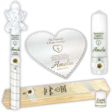 СВЕЧИ И КРЕЩЕННАЯ ОДЕЖДА, НАСТОЛЬНАЯ КОРОБКА + ПОДАРОК