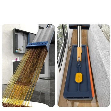 БОЛЬШАЯ ПЛОСКАЯ ВРАЩАЮЩАЯСЯ ТЕЛЕСКОПИЧЕСКАЯ НАПОЛЬНАЯ ШВАБРА С 6 ПОСАДКАМИ ИЗ МИКРОФИБРЫ