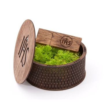 Круглая коробочка для флешки для Святого Причастия