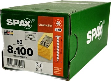 Wkręty do konstrukcji drewnianych 8x100mm SPAX WIROX główka TALERZOWA 50szt