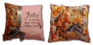 Poduszka upominek pamiątka dla maluszka z imieniem datą urodzenia różne