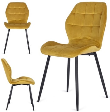 Krzesło Do Salonu Jadalni Loft Welurowe Velvet Pikowane Musztardowe LUCKY