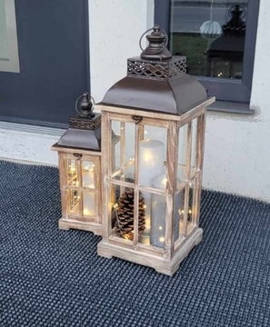 2 фонаря XXL Набор фонарей из беленого дерева, 60 см.