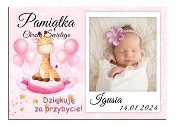 FOTO MAGNES Podziękowanie dla gości ze zdjęciem Chrzest Roczek 10x7cm O16