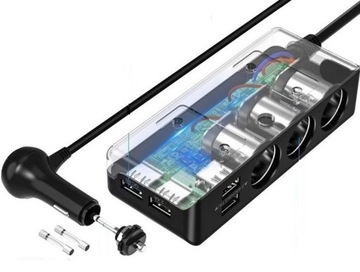 РАЗЪЕМ ПРИкуривателя 12-24 В USB QC3.0 РАЗЪЕМ НА 3 РАЗЪЕМА
