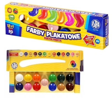Farby plakatowe ASTRA 20 ml 13 KOLORÓW 12+1 GRATIS
