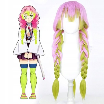 Cosplay Kanroji Mitsuri Anime gradient wig 80cm