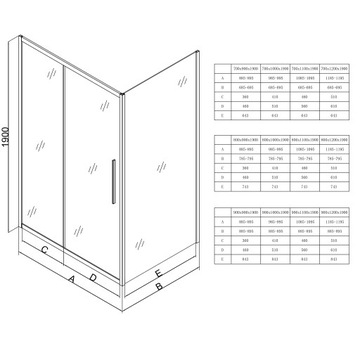 ДУШЕВАЯ КАБИНА 90x80 ХРОМ ПРЯМОУГОЛЬНАЯ РАЗДВИЖНАЯ ДВЕРЬ СТЕКЛЯННАЯ СТЕНА