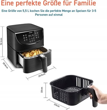 ФРИТЮРНИЦА АЭРОФРИТЮРНИЦА COSORI 5,5 л 1700 Вт XL ЧЕРНАЯ