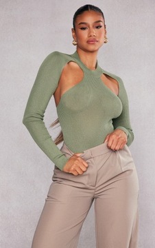 BODY DAMSKIE KHAKI ODKRYTE PLECY PRETTYLITTLETHING