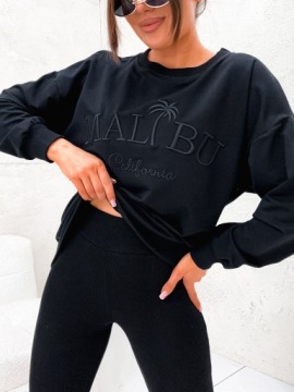 ЖЕНСКИЙ КОМПЛЕКТ, ХЛОПКОВЫЙ СПОРТИВНЫЙ КОСТЮМ, СВИТШОТ MALIBU И ЛЕГГИНСЫ, ЦВЕТ S