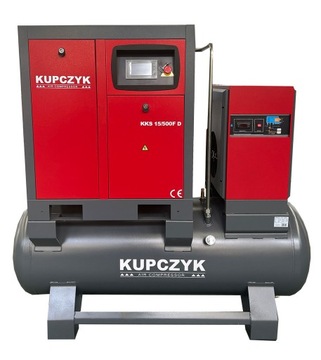 Kompresor śrubowy Kupczyk KKS 15/500 FD 1500 l/min 11 KW Falownik Osuszacz