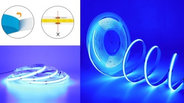 Неоновая светодиодная лента COB 12В СИНЯЯ 5м Однородная