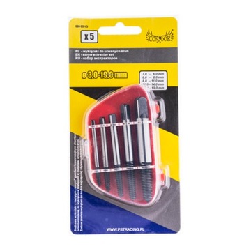 Экстракторы для сломанных винтов, сломанных шпилек, гаек 3–19 мм. Набор из 5 шт.