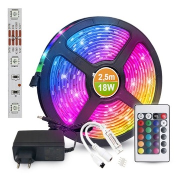 Taśma LED RGB 5050 2,5m IP20 + pilot IR ZESTAW