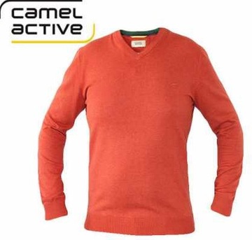 Sweter CAMEL ACTIVE bawełna cienki V-NECK ŁATY M