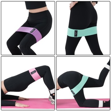 ZESTAW 3x MOCNE GUMY DO ĆWICZEŃ OPASKI MATERIAŁOWE OPOROWE TAŚMY FITNESS