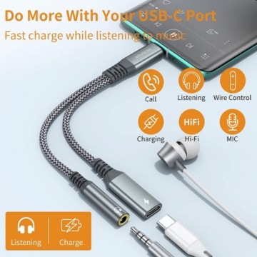 Переходник с USB-C на 3,5-мм разъем + USB-C