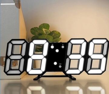 Электронные часы с 3D-светодиодным термометром, белые цифры