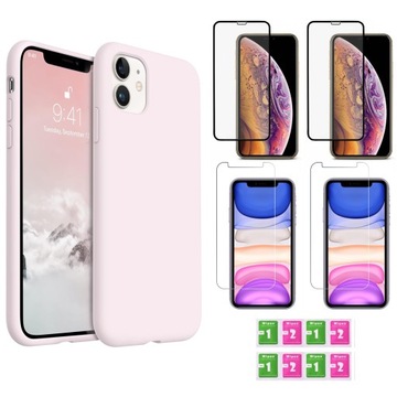 Etui do iPhone 11 | CANDY CASE | Silikonowe Matowe Pudrowy Róż + 4 x Szkło