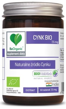 BeOrganic Cynk BIO 7,5 mg x 60 tabletek