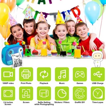 1080P Симпатичная детская камера мгновенного действия 12 МП Детская цифровая