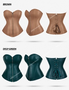 Brown Leather Corset Top for Women Red Sexy Linger