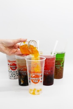 BUBBLE TEA - ZESTAW KUBKI SŁOMKI na 6x700ml JAGODA AGREST CYTRYNA TRUSKAWKA