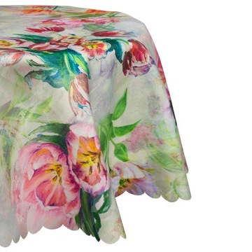 Obrus PLAMOODPORNY Tulipany 130x200 OWAL owalny