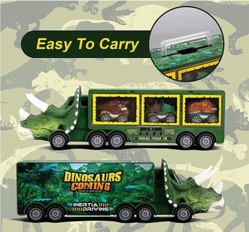 LAWETA DINOZAUR WALIZKA ZE ZJEŻDŻALNIĄ AUTKA NAPĘD