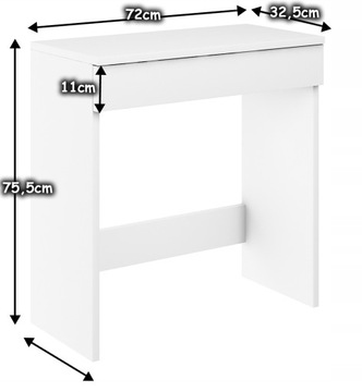КОНСОЛЬНЫЙ СТОЛИК 72 СМ С ЯЩИКОМ МАТОВЫЙ БЕЛЫЙ ПРОИЗВОДИТЕЛЬ
